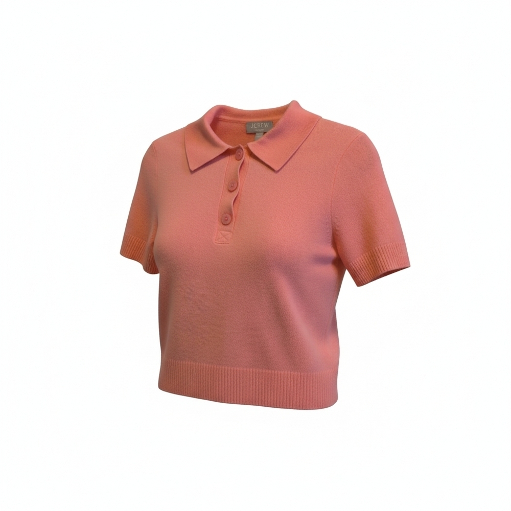 J. Crew Coral Button Down Knit Top